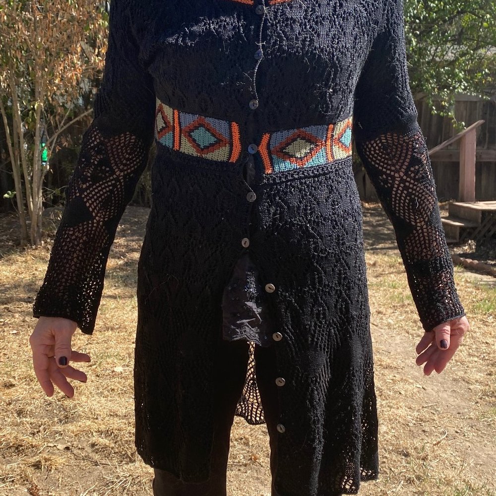 Size small Peruvian Connection crochet cardigan. Size S.